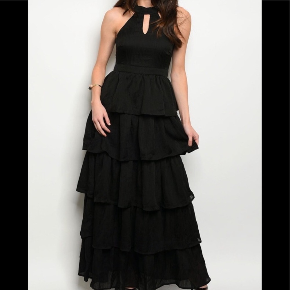 Black Ruffle Maxi Dress